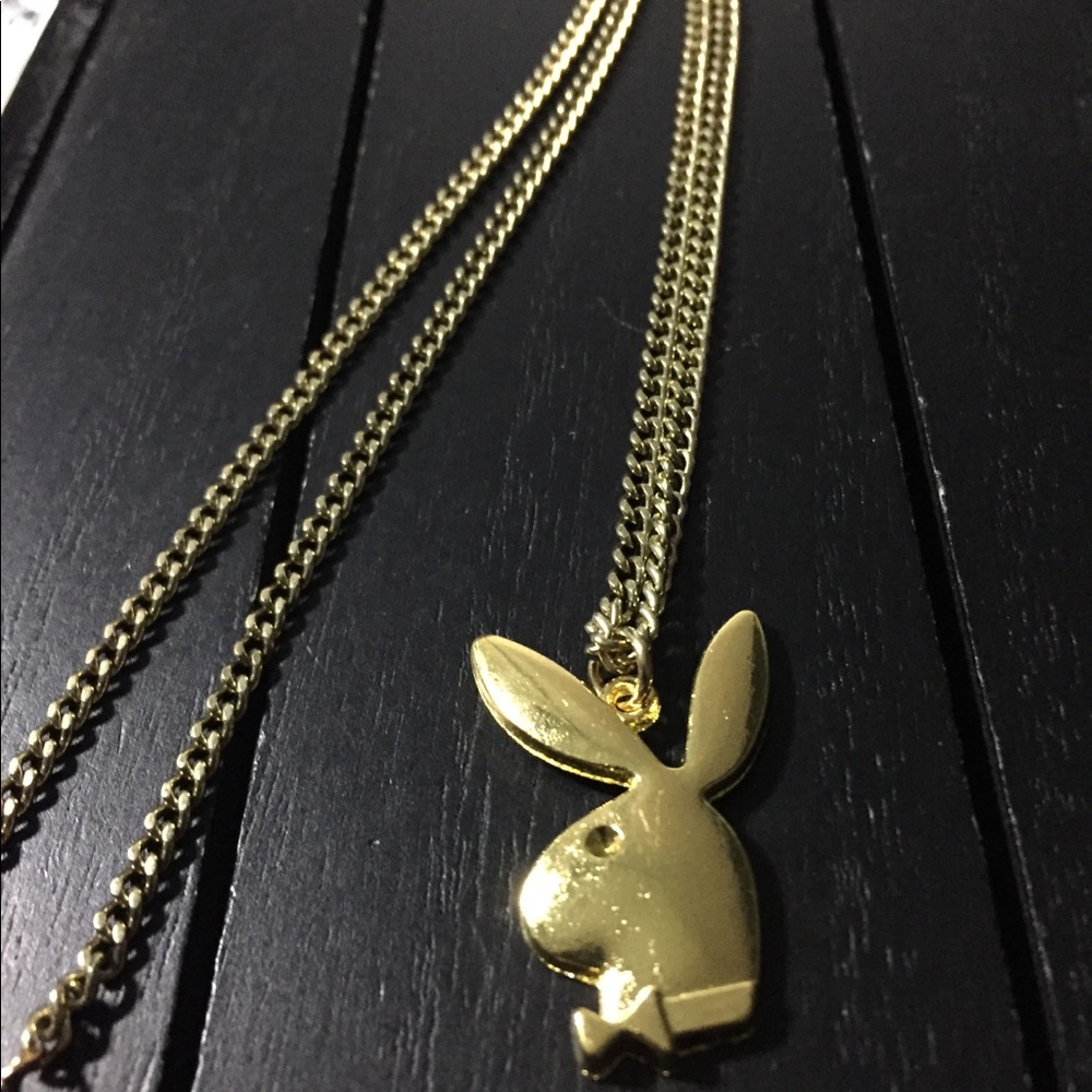 Gold Tone Stainless Steel Necklace with Playboy